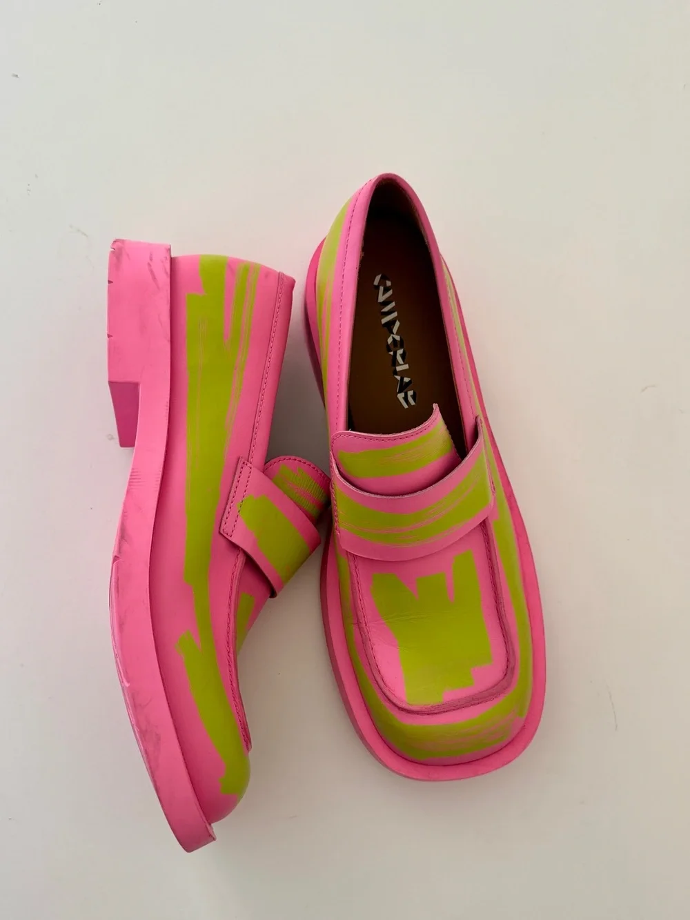 CAMPERLAB Pink & Lime Green Slip-On Loafers (Size 45)